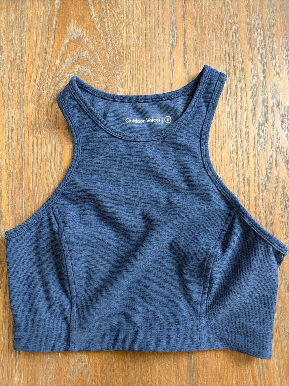 Outdoor Voices Athena Heathered Navy High-Neck Crop S